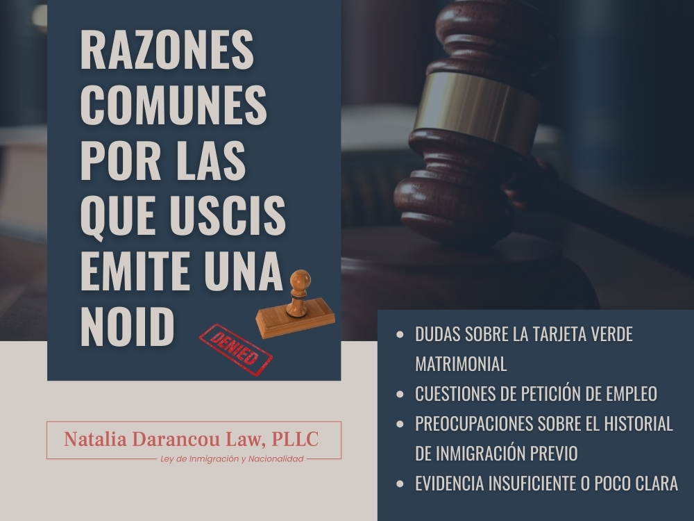 NOID de USCIS - Razones comunes por las que USCIS emite una NOID new - Darancou Law